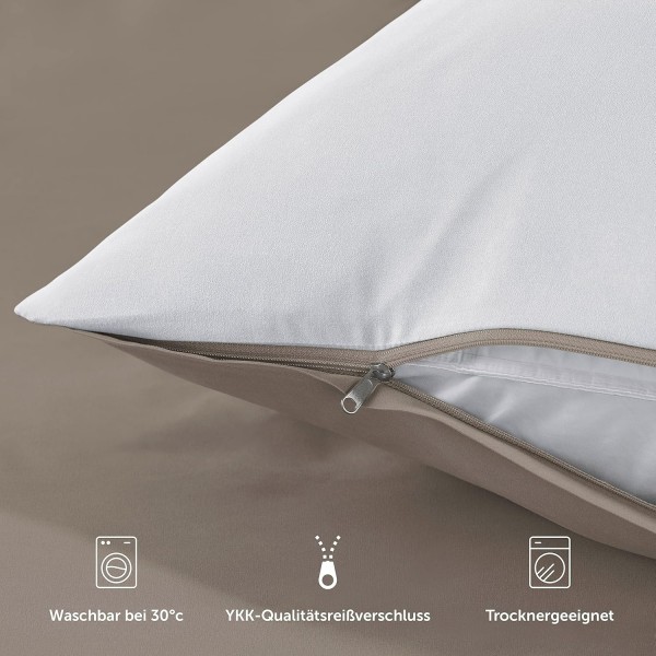 Blumtal Premium Extra Soft Winter Bed Linen Reversible Design 200 x 200 cm & 2 x Pillow Cases 40 x 80 cm - 침대 커버 Microfiber, 3 Pieces, White / Taupe Blanket 200 x 200 cm & 2 x Pillows 40 x 80 cm 09 - 화이트 / 