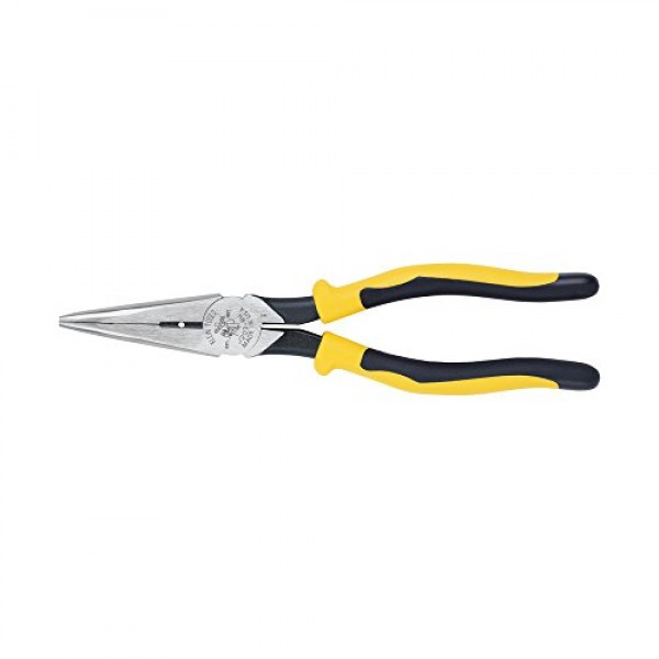 Klein Tools J203-8N 롱 노즈 사이드 커터 스트리핑 플라이어, 절단력 향상을 위해 유도 경화 및 무거움, 8인치