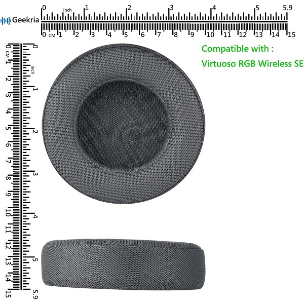 Corsair Virtuoso RGB, Virtuoso RGB Wireless SE, Virtuoso RGB 무선 XT 헤드폰 이어패드, 헤드셋 이어패드, 이어컵 수리 다크 그레이용 Geekria QuickFit 단백질 가죽 교체용 이어패드