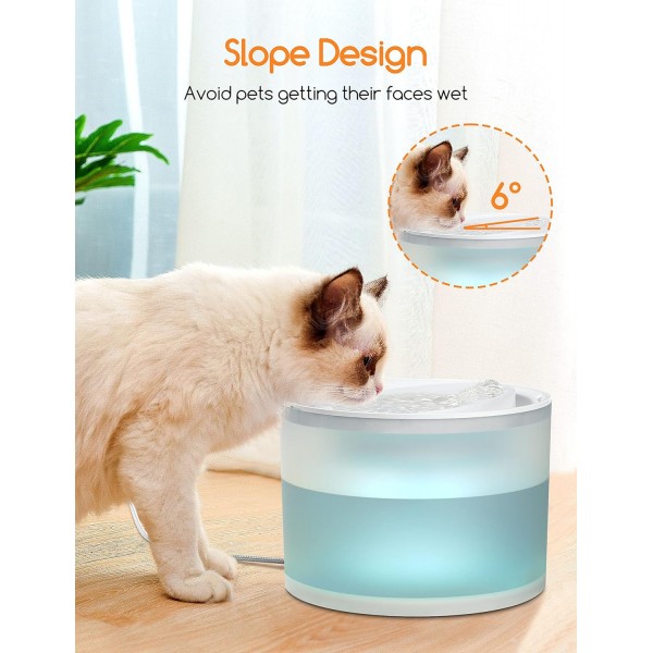 무선 수도 펌프가 있는 Meowant 고양이 식수대, 2.2L 고양이 분수, 매우 조용한 / 무선 전원 공급 장치 / BPA 무료, 고양이 및 작은 개에 적합합니다. 하얀색