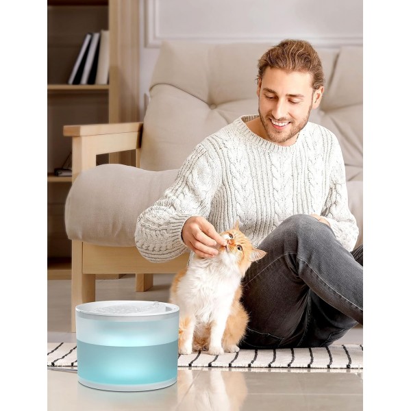 무선 수도 펌프가 있는 Meowant 고양이 식수대, 2.2L 고양이 분수, 매우 조용한 / 무선 전원 공급 장치 / BPA 무료, 고양이 및 작은 개에 적합합니다. 하얀색