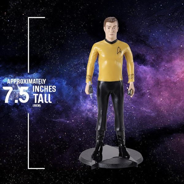 The Noble Collection Star Trek: The Original Series Bendyfigs - Captain Kirk - Noble Toys 19cm Bendable Posable Collectible Doll Figure with Stand and Mini Accessories