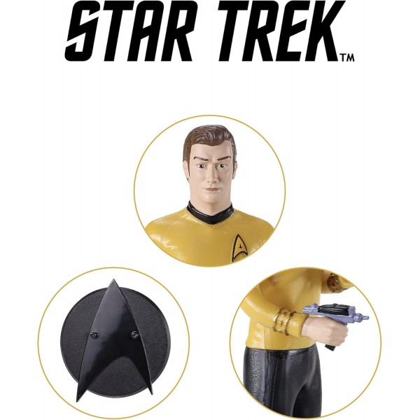 The Noble Collection Star Trek: The Original Series Bendyfigs - Captain Kirk - Noble Toys 19cm Bendable Posable Collectible Doll Figure with Stand and Mini Accessories