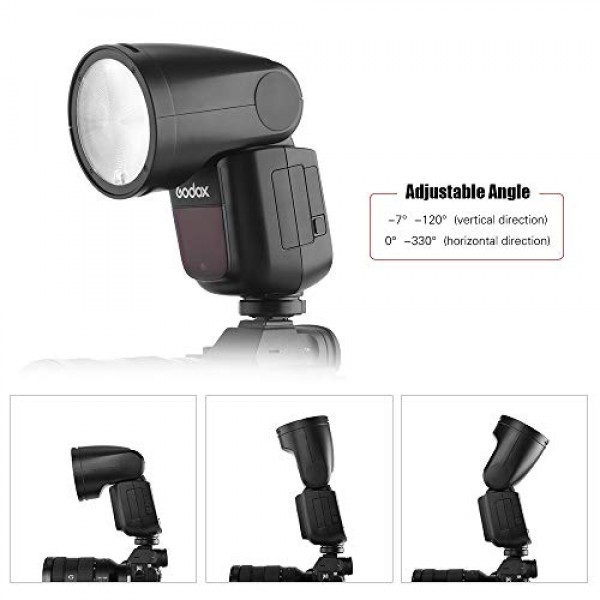 Godox V1S 플래시 전문 카메라 플래시 스피드라이트 Sony a7RII a7R a58 a99 ILCE6000L a7RIII a7R3 a9 a77II a77 a350 스튜디오 사진용 카메라 + Godox AK-R1 포켓 플래시 라이트 Acces와 호환 