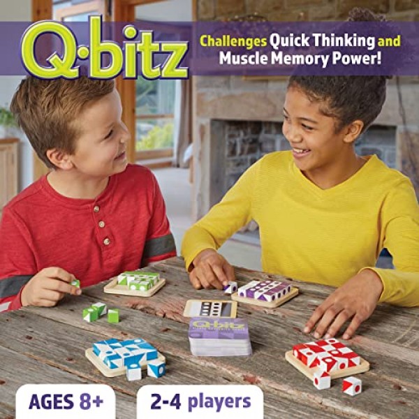 가족 게임의 밤을 위한 Mindware Q-Bitz 패턴 매칭 재미있는 보드 게임 | 8세 이상 2-4인용