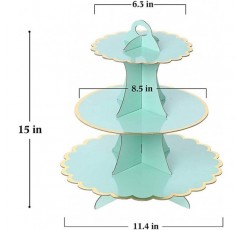 3-Tier Cupcake Stand MEETOZ 4 팩 라운드 판지 접이식 케이크 랙 홀더, 24개의 컵 케이크 보관 가능, 재사용 가능한 과자 서빙 플래터 식품 디스플레이, 생일 결혼식 특별 이벤