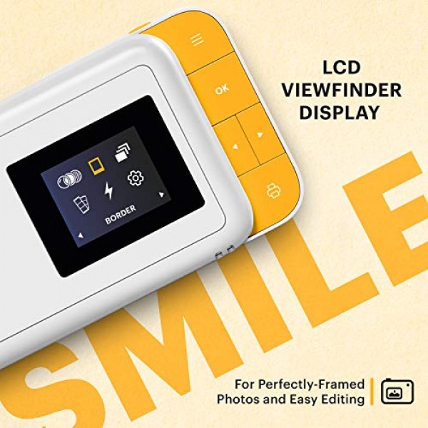 2 x 3 cm 아연 프린터, HD 품질, 10 MP, LCD 디스플레이, 자동 플래시, 통합 편집 기능, 마이크로 SD 카드 리더기 및 자동 초점을 갖춘 KODAK Smile 디지털 즉석 카메라