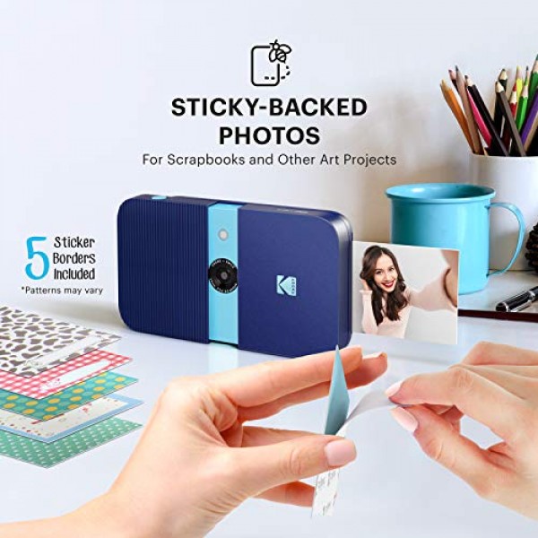 2 x 3 cm 아연 프린터, HD 품질, 10 MP, LCD 디스플레이, 자동 플래시, 통합 편집 기능, 마이크로 SD 카드 리더기 및 자동 초점을 갖춘 KODAK Smile 디지털 즉석 카메라