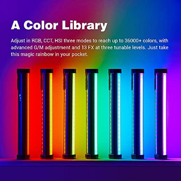 Godox TL30 RGB 튜브 조명, CRI 97+ TLCI 99 +, 색온도 2700K ~ 6500K, 100% 밝기(LUX), 13가지 FX 효과, 지원 앱(Godox TL30 이중 램프 키트)
