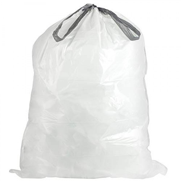 Plasticplace 맞춤형 쓰레기 봉투, 심플휴먼 코드 R과 호환 가능(100개) 흰색 조임끈 쓰레기 라이너 2.6갤런/10리터 16.5