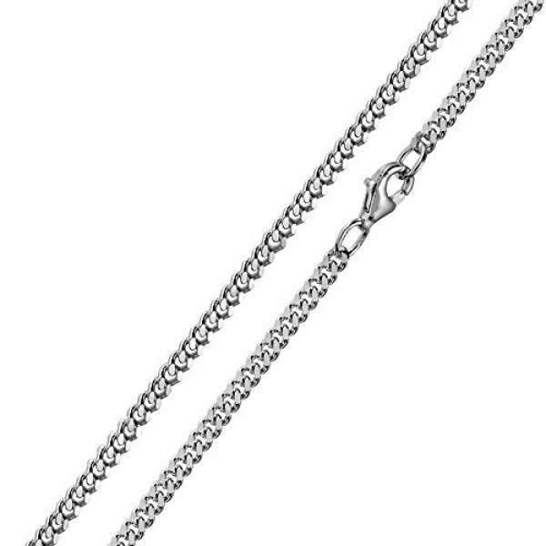 남성 및 여성을 위한 Materia SA-134 커브 체인 팔찌 925 스털링 실버 직경 2.8mm 다이아몬드 코팅 17-23cm