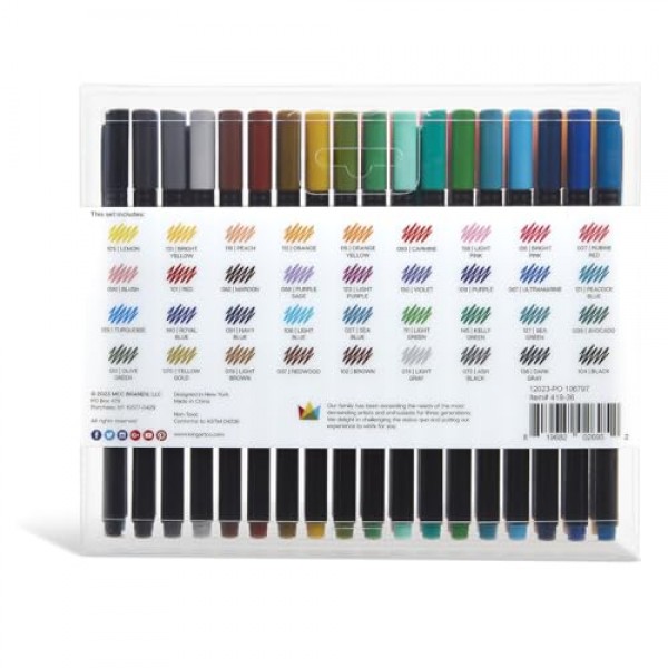 KINGART PRO Fineliners 파인 포인트 펜, 색상 번호가 있는 36피스 파인 팁 마커, 0.4mm 팁, 인체공학적 배럴, 화려한 모듬 색상, 색칠, 드로잉 및 디테일링을 위한 미술 용품