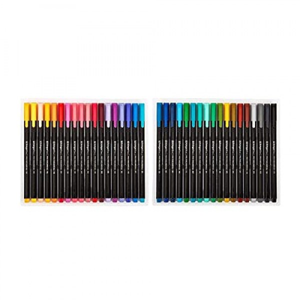 KINGART PRO Fineliners 파인 포인트 펜, 색상 번호가 있는 36피스 파인 팁 마커, 0.4mm 팁, 인체공학적 배럴, 화려한 모듬 색상, 색칠, 드로잉 및 디테일링을 위한 미술 용품