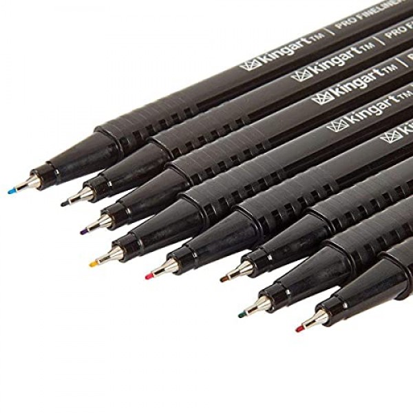 KINGART PRO Fineliners 파인 포인트 펜, 색상 번호가 있는 36피스 파인 팁 마커, 0.4mm 팁, 인체공학적 배럴, 화려한 모듬 색상, 색칠, 드로잉 및 디테일링을 위한 미술 용품