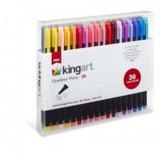 KINGART PRO Fineliners 파인 포인트 펜, 색상 번호가 있는 36피스 파인 팁 마커, 0.4mm 팁, 인체공학적 배럴, 화려한 모듬 색상, 색칠, 드로잉 및 디테일링을 위한 미술 용품