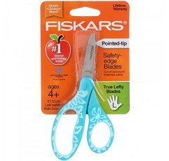 Fiskars 5인치 어린이용 가위 왼손잡이용 뾰족한 팁, 2팩 - 다양한 색상