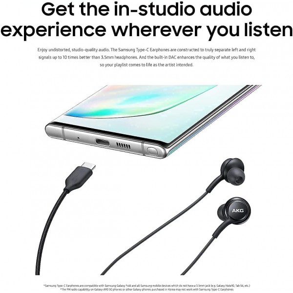 UrbanX OEM 2021 Motorola Moto Z3 Play 브레이드 케이블용 스테레오 헤드폰 - AKG에서 설계 - 마이크 포함(검은색) USB-C 커넥터(미국 버전 보증 포함) 이어폰 슈바르츠
