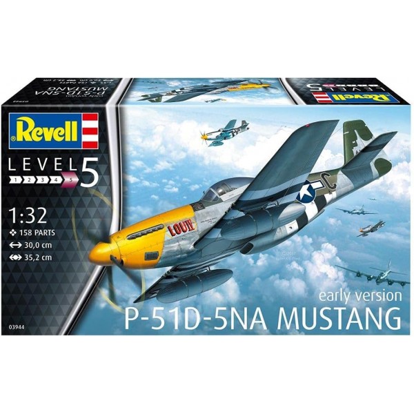 Revell 03944 03944 모델 키트 비행기 1:32 P-51D Mustang, 1:32, 레벨 5, 많은 세부 사항이 있는 충실한 복제본