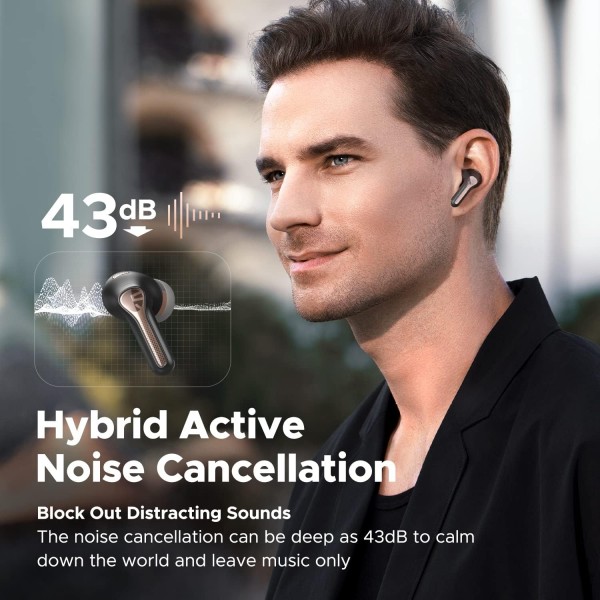 SoundPEATS Bluetooth 헤드폰 Capsule3 Pro, LDAC가 탑재된 고해상도 오디오 헤드폰, 하이브리드 능동형 소음 제거 인이어 이어폰, 통화용 마이크 6개, 투명 모드, 초장시간 52시간