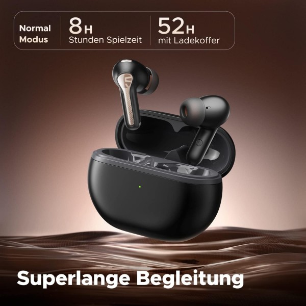 SoundPEATS Bluetooth 헤드폰 Capsule3 Pro, LDAC가 탑재된 고해상도 오디오 헤드폰, 하이브리드 능동형 소음 제거 인이어 이어폰, 통화용 마이크 6개, 투명 모드, 초장시간 52시간