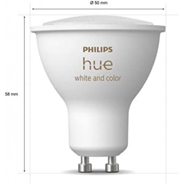 Philips Hue White Ambience GU10 LED 램프 더블 팩 및 1팩, 밝기 조절 가능, 모든 흰색 음영, 앱을 통해 제어 가능, Amazon Alexa(Echo, Echo Dot)와 호환 가능