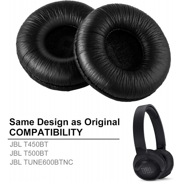 메모리 폼이 있는 JBL T500BT T450BT TUNE600BTNC 헤드폰과 호환되는 Yizhet 교체용 이어 패드(검은색)