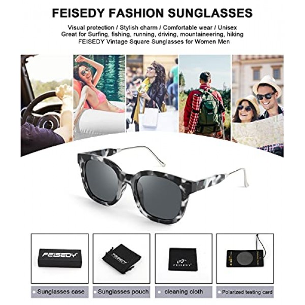 Feisedy 선글라스 여성용 편광 남성용 클래식 빈티지 안경 남성용 및 여성용 uv400 보호 b2624