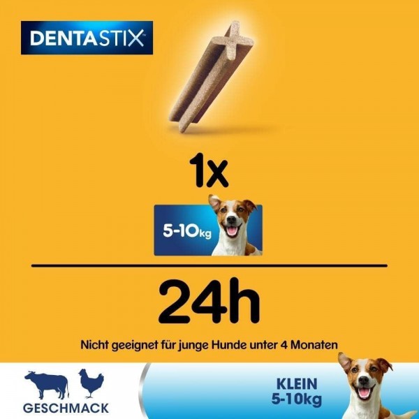 Pedigree DentaStix 데일리 오랄케어 - 소형견용 덴탈케어 스낵(5-10kg) - 치킨 & 비프맛 반려견용 매일 간식 - 대용량 팩(1 x 112개) 소형견 28개(4팩)