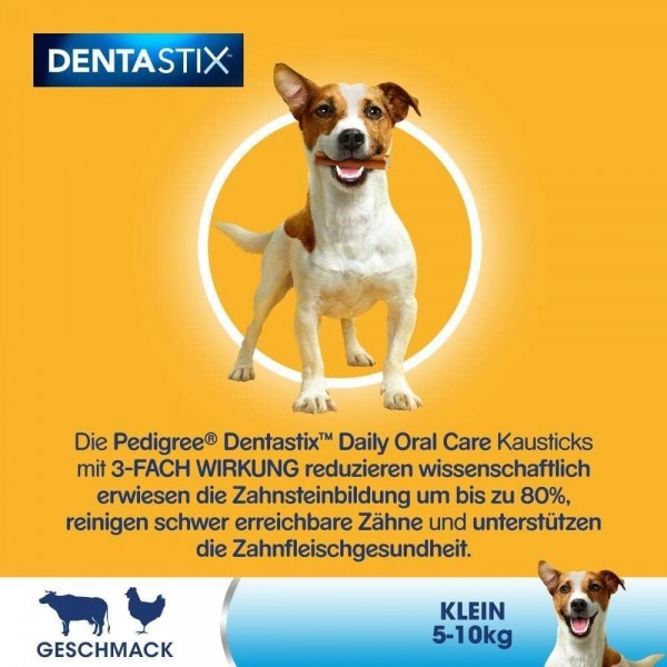 Pedigree DentaStix 데일리 오랄케어 - 소형견용 덴탈케어 스낵(5-10kg) - 치킨 & 비프맛 반려견용 매일 간식 - 대용량 팩(1 x 112개) 소형견 28개(4팩)