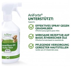 AniForte Grass Mite EX 스프레이 500ml Grass Mite EX 스프레이 - 개를 위한 잔디 진드기 스프레이, 잔디 진드기 및 기생충에 대한 효과적이고 장기적인 방어, 자극받은 피부 진정