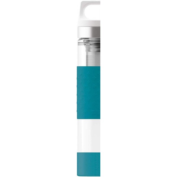 SIGG Hot & Cold Glass Thermo 물병(0.4L), 무독성 및 절연 물병, 실리콘 보호 아쿠아가 있는 유리로 만든 보온병
