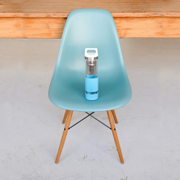 SIGG Hot & Cold Glass Thermo 물병(0.4L), 무독성 및 절연 물병, 실리콘 보호 아쿠아가 있는 유리로 만든 보온병