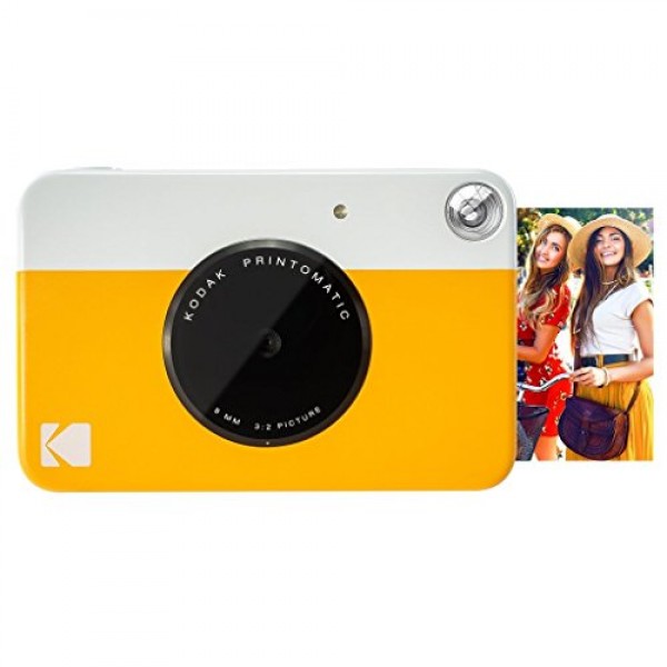 Kodak Printomatic 즉석 카메라 번들(노란색) 징크 페이퍼(20매) - 케이스 - 사진 앨범 - 걸이용 액자.