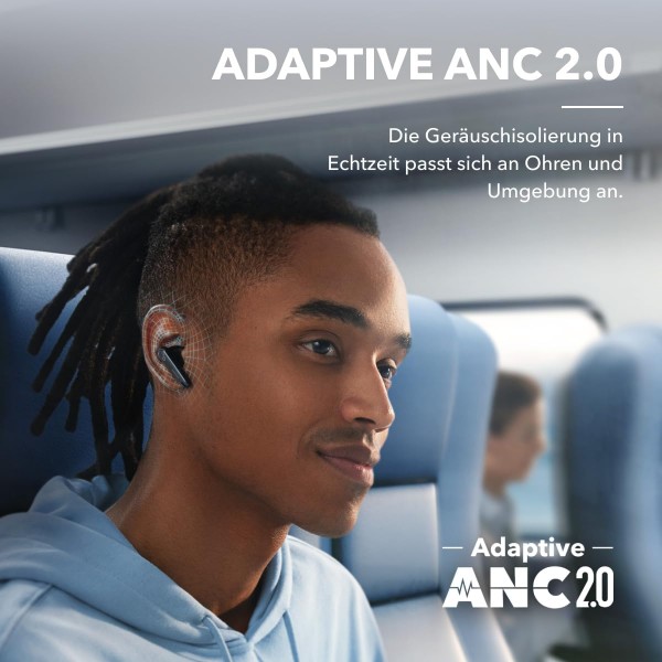 soundcore by Anker Liberty 4 NC Bluetooth 잡음 제거 헤드폰, 98.5% 잡음 제거, 귀와 주변을 위한 적응형 잡음 제거, 고해상도 사운드, 50시간 재생(검은색)