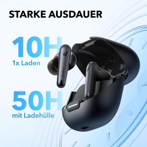 soundcore by Anker Liberty 4 NC Bluetooth 잡음 제거 헤드폰, 98.5% 잡음 제거, 귀와 주변을 위한 적응형 잡음 제거, 고해상도 사운드, 50시간 재생(검은색)