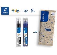 PILOT FriXion 리필 0.7 - 6개 팩 - 검정색/파란색 - 지울 수 있는 잉크가 포함된 FriXion 리필 - FriXion Ball 및 FriXion Clicker와 호환 가능 - 중간 강도 - 젤 롤러볼 리필