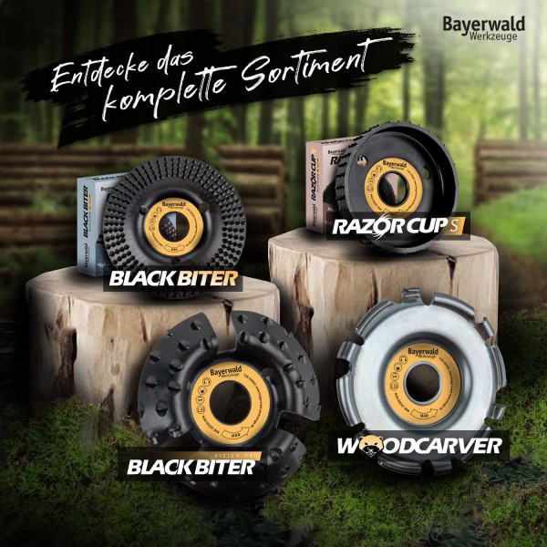 Bayerwald Black Biter - 거친 디스크 - Ø 125mm x 22.2mm | 목재 및 목재 재료의 빠르고 거친 샌딩 | 앵글 그라인더용