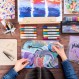 ARTEZA 아크릴 색연필 3팩 A504 Peacock Blue 1 Thin & 2 Thick (Chisel + Ballpoint Pen) 금속, 캔버스, 석재, 세라믹 표면, 유리, 목재 및 패브릭용 아크릴 색연필 A504 Blu Pavone