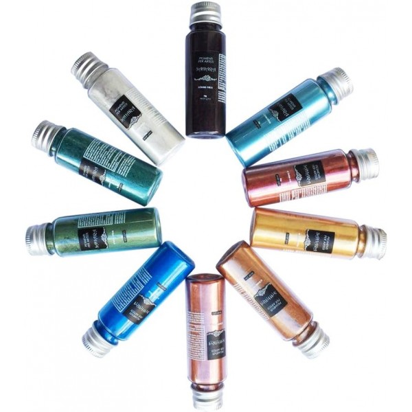 Resin Pro - 10 x 10 GR SAHARA PEARLINE PIGMENTS - 에폭시, 폴리우레탄, 아크릴, 페인트, 예술적 창조물과 호환되는 혼합 금속 안료 키트 - 다색