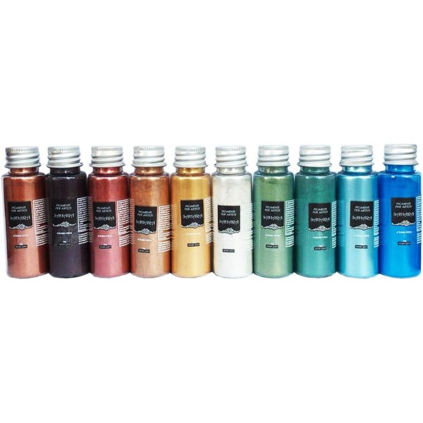 Resin Pro - 10 x 10 GR SAHARA PEARLINE PIGMENTS - 에폭시, 폴리우레탄, 아크릴, 페인트, 예술적 창조물과 호환되는 혼합 금속 안료 키트 - 다색