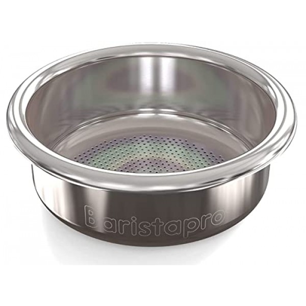 58mm IMS 바구니 | 더블 포터필터 업그레이드, 2컵(20g), 나노쿼츠 코팅, 정밀하게 조각된 구멍, 리지리스 | BaristaPro Breville Gaggia용(대부분의 58mm 키트에 적합)