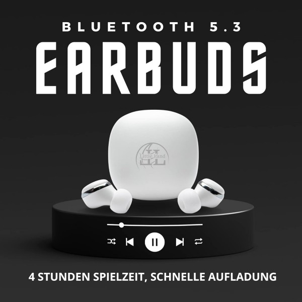 Little Land Bluetooth 헤드폰, 흰색, 마이크가 있는 Bluetooth 5.3, 무선 헤드폰, 스테레오 사운드, 인이어 헤드폰