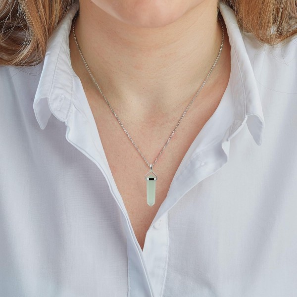 Franki Baker Natural New China Jade & Sterling Silver 더블 포인트 펜던트 목걸이. 펜던트 길이: cm 체인 길이: 50cm