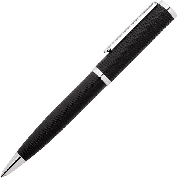 Hugo Boss Stylo bille Formation 헤링본 크롬 볼펜 블랙 브래스, 길이: 14 cm, HSI1064B