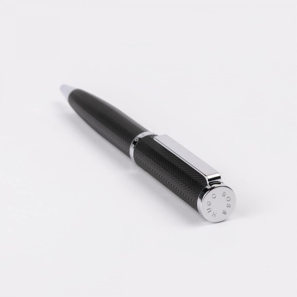 Hugo Boss Stylo bille Formation 헤링본 크롬 볼펜 블랙 브래스, 길이: 14 cm, HSI1064B