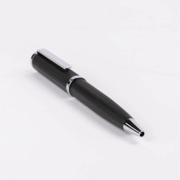 Hugo Boss Stylo bille Formation 헤링본 크롬 볼펜 블랙 브래스, 길이: 14 cm, HSI1064B
