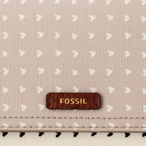 Fossil 여성용 Logan 플랩 클러치 19.3802cm x 2.54cm x 10.16cm 그레이 및 화이트