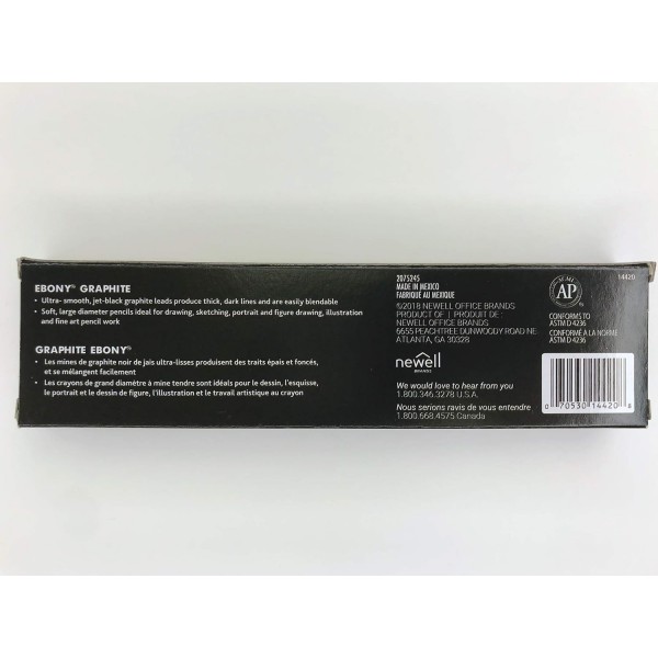 Prismacolor Premier Graphite Drawing Pencils with Eraser & Sharpener Graphite Pencils 12-Count Ebony Pack of 12 Graphite Pencils Standard Pack