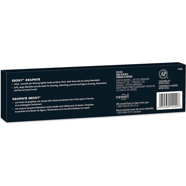 Prismacolor Premier Graphite Drawing Pencils with Eraser & Sharpener Graphite Pencils 12-Count Ebony Pack of 12 Graphite Pencils Standard Pack
