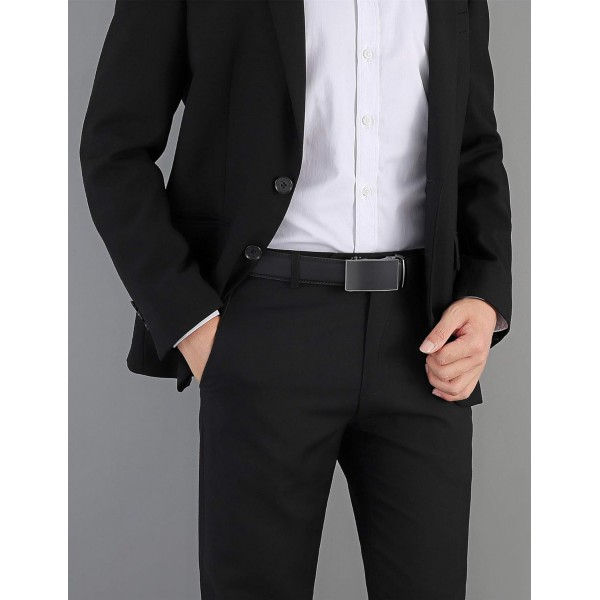 GFG 남성용 벨트, 남성용 청바지 정장 Belt-3.5cm Width-0088-125-BLACK NA PA용 가죽 자동 벨트